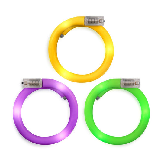 Assorted LED Mardi Gras Tube Bracelets Pack of 25
