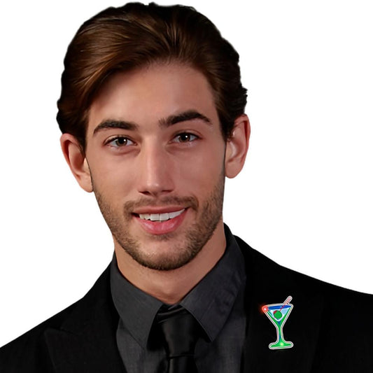 Well Martini Flashing Body Light Lapel Pins