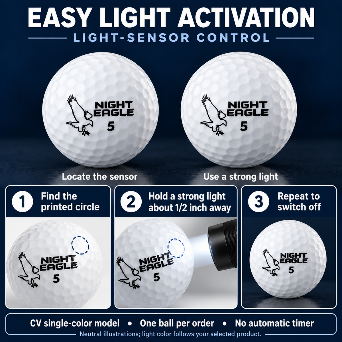 Night Eagle CV LED Golf Ball Red 1 Ball