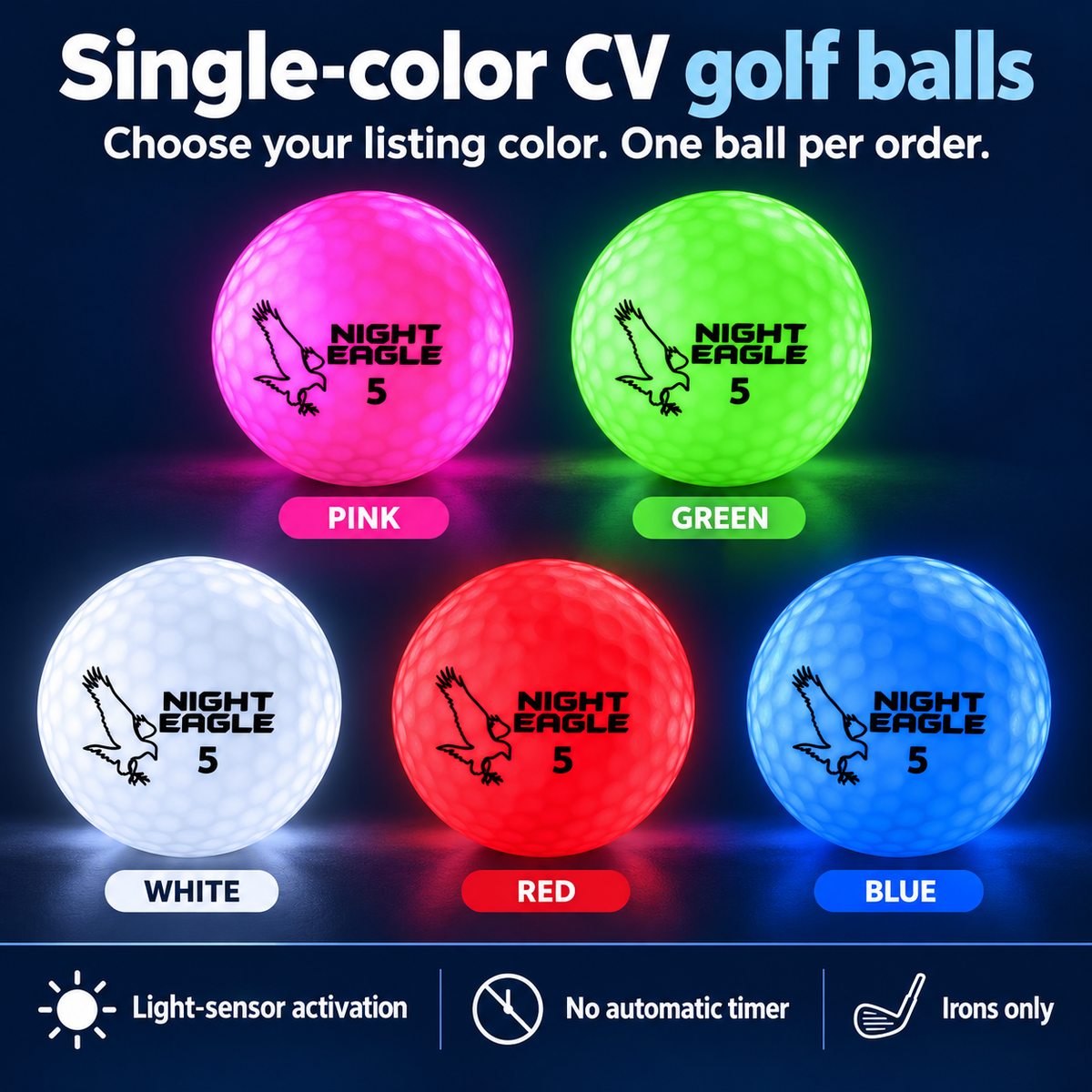 Night Eagle CV LED Golf Ball Red 1 Ball