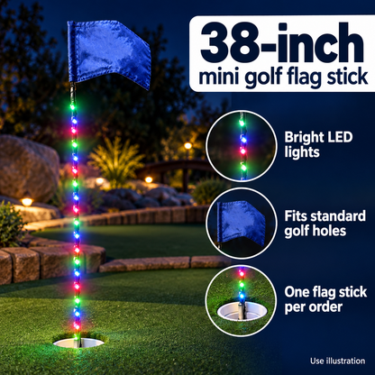 38 Inch Rechargeable LED Mini Golf Flag Stick Multicolor 358 Effects and Remote