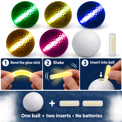 Night Eagle Glow Golf Ball Assorted Colors 1 Ball and 2 Glow Sticks