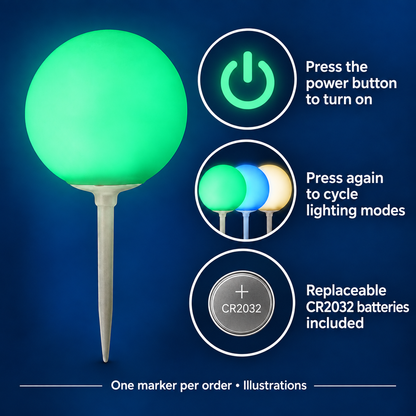 LED Tee Box Spike Ball Marker 7 Light Modes Batteries Included