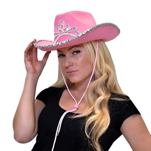 LED Pink Western Hat