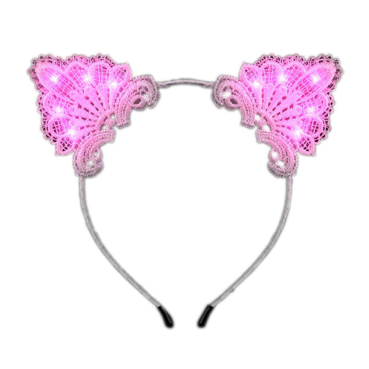 Pink LED Lace Cat Animal Ears Headband