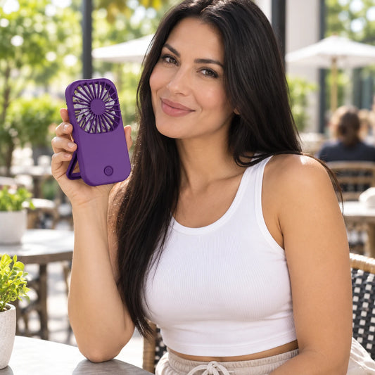 Portable Purple Handheld Fan with Kickstand