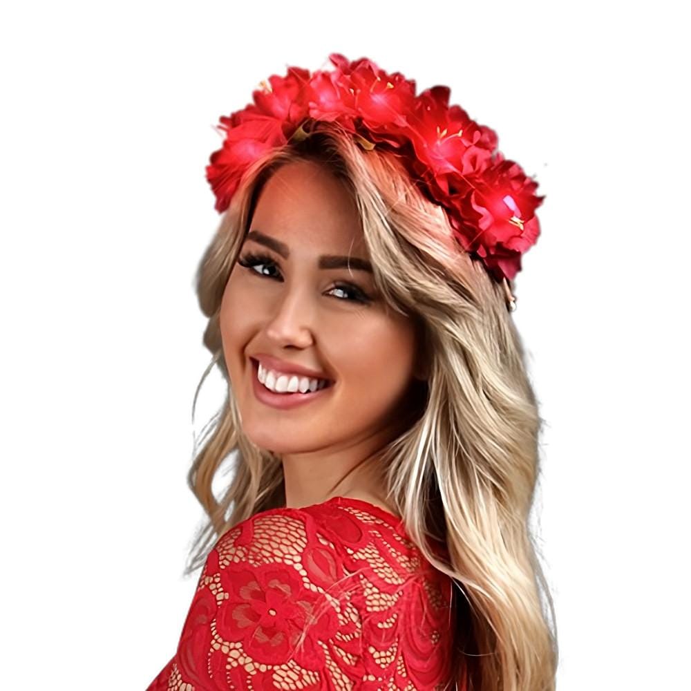 Red Kiss Fairy Flower LED Headband