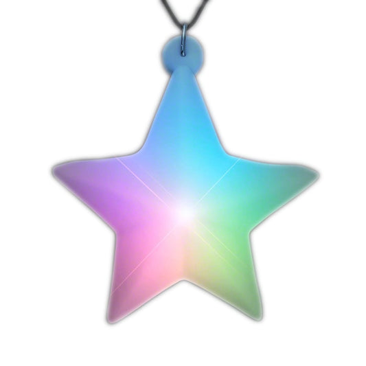 Multicolored Aurora Star Pendant Black Cord Necklace