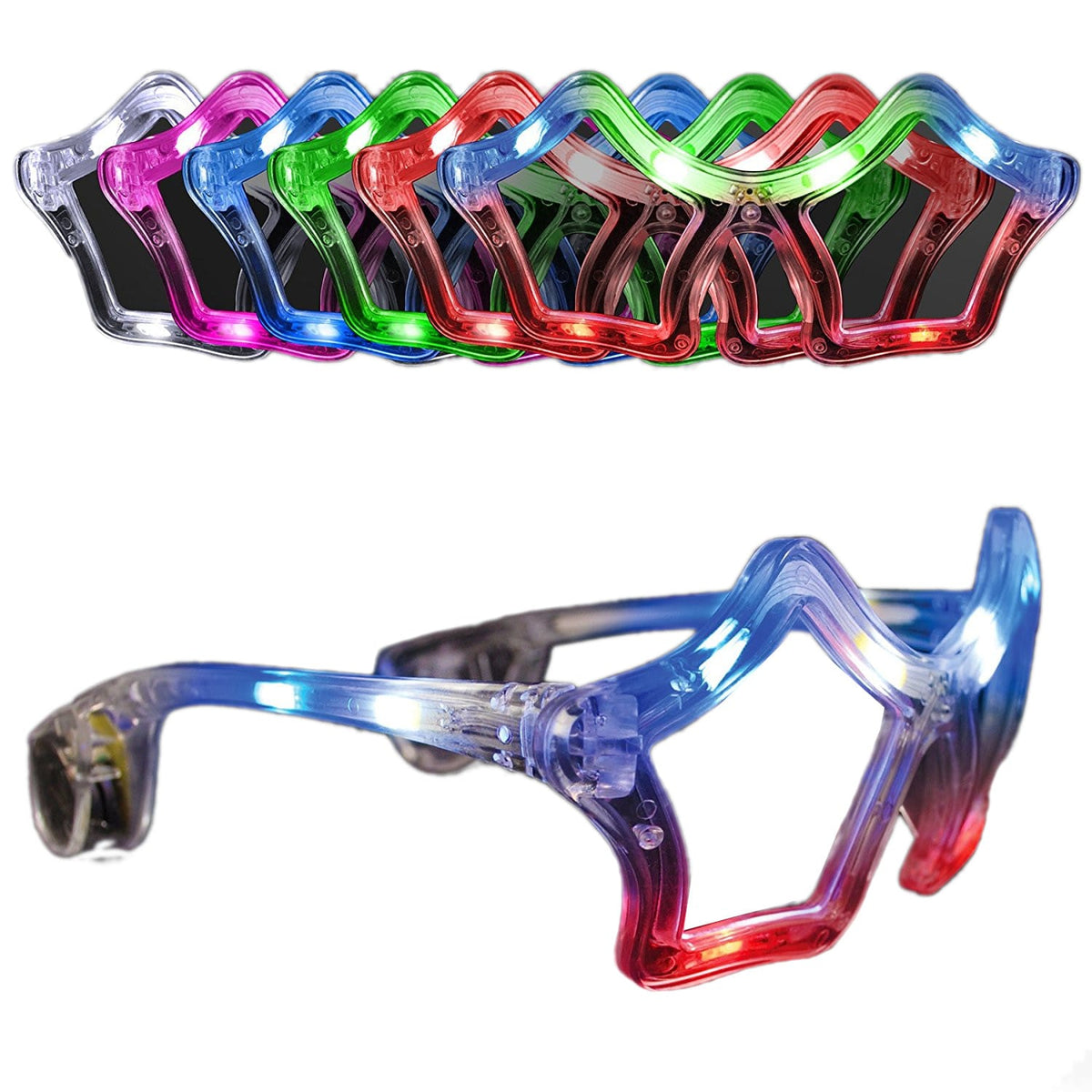 Assorted Star LED Sunglasses Pack of 12