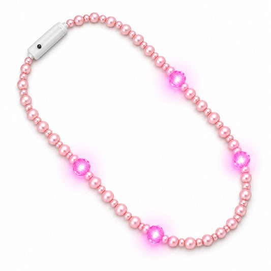 Pink Pearl LED Necklace — 27 Inches