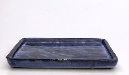 Marble Blue Ceramic Humidity / Drip Tray - Rectangle  8.25" x 6.75" x .75"OD 7.5" x 6.25" x .25"ID