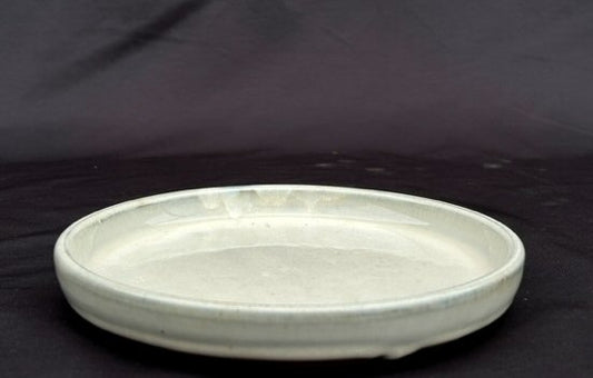 Beige Ceramic Humidity/Drip Bonsai Tray - Round  10" x 1" OD / 9.25" x .75" ID
