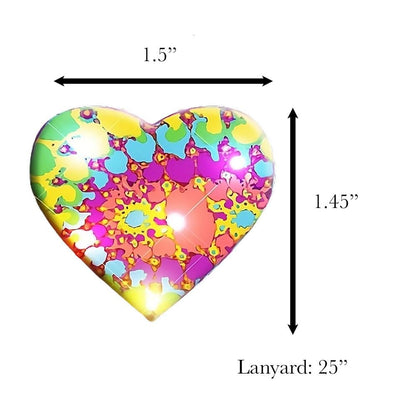 Tie Dye Heart Necklace Flashing Body Light Lapel Pins