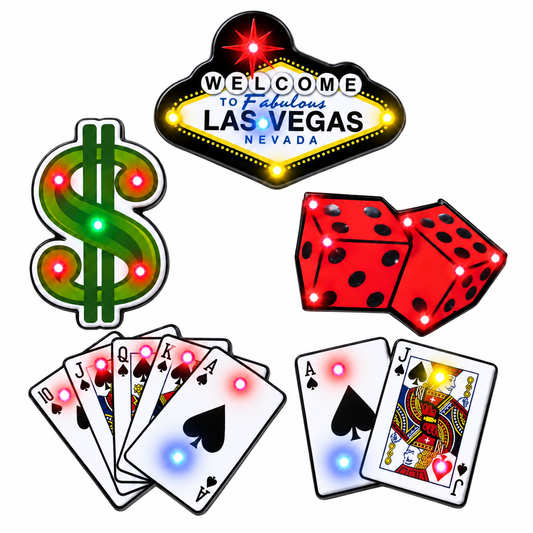 Vegas LED Light-Up Pins — 5-Piece Casino Party Set